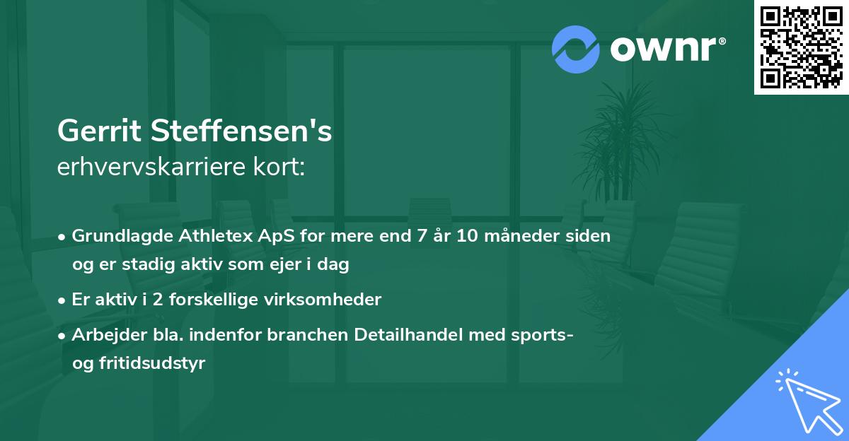 Gerrit Steffensen's erhvervskarriere kort