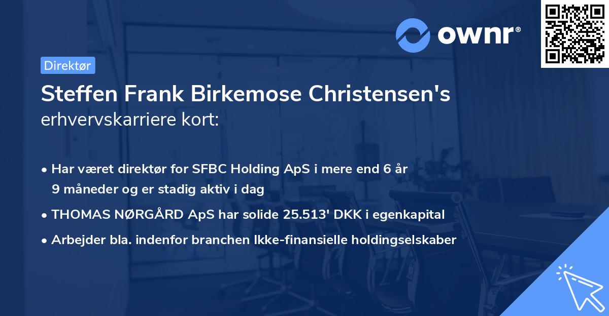 Steffen Frank Birkemose Christensen's erhvervskarriere kort