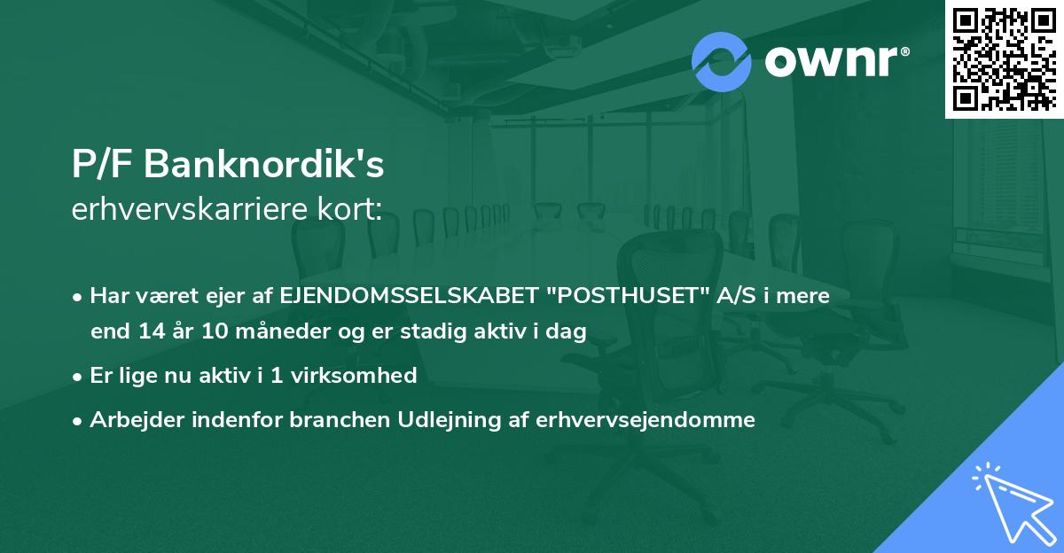 P/F Banknordik's erhvervskarriere kort