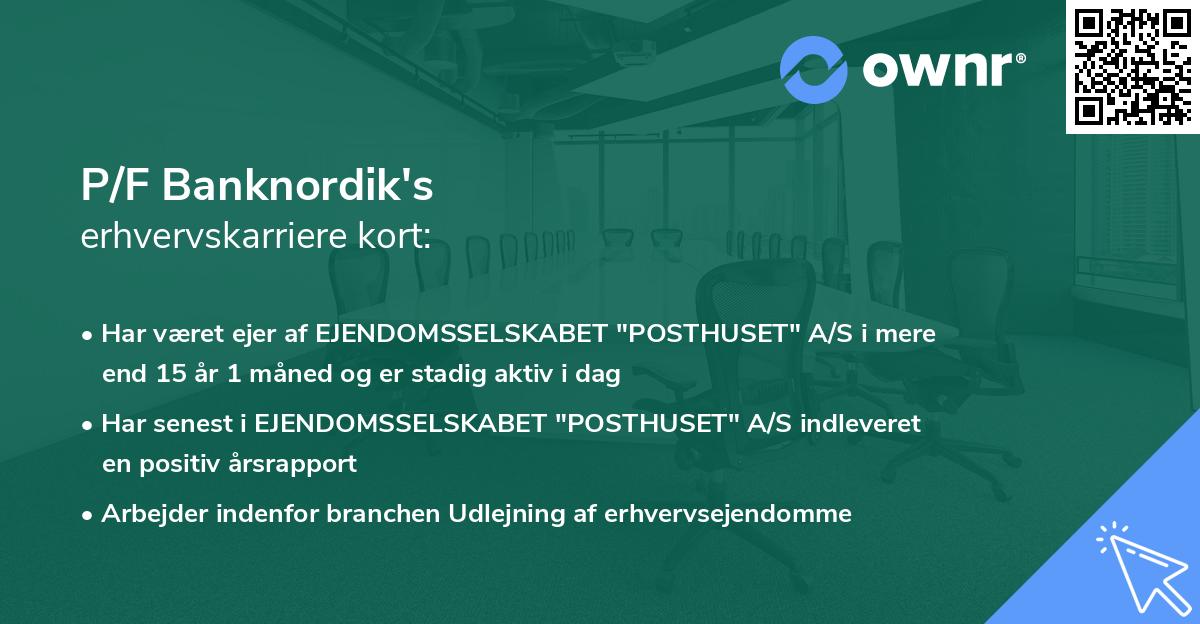 P/F Banknordik's erhvervskarriere kort