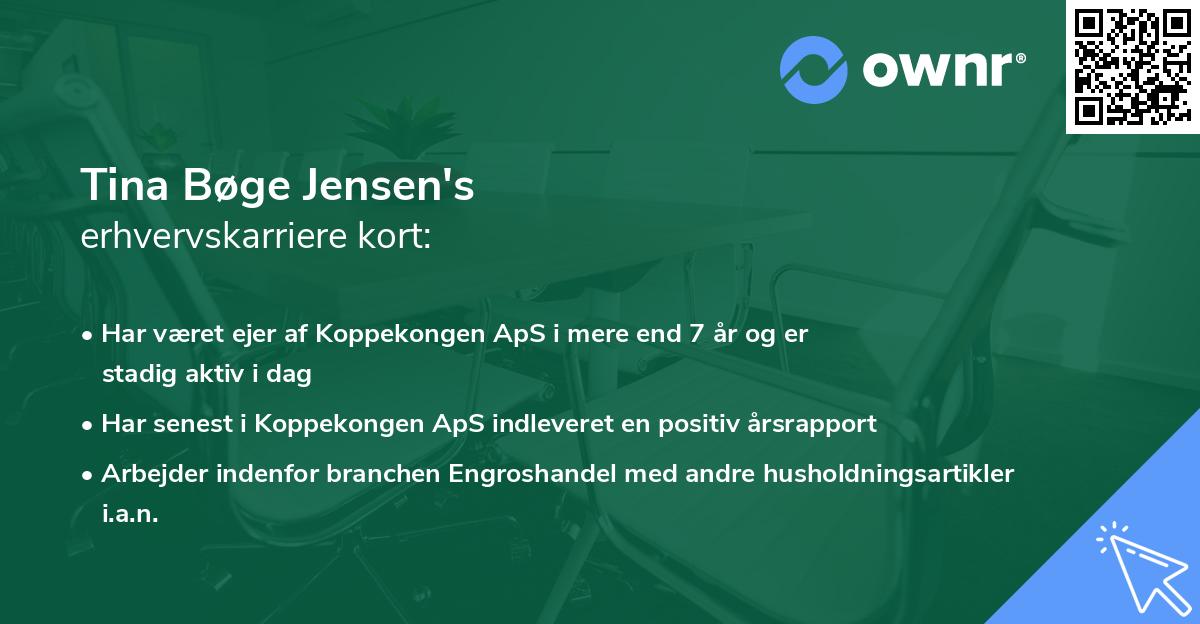 Tina Bøge Jensen's erhvervskarriere kort