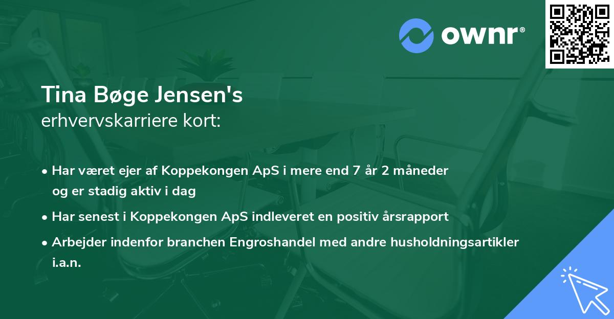 Tina Bøge Jensen's erhvervskarriere kort