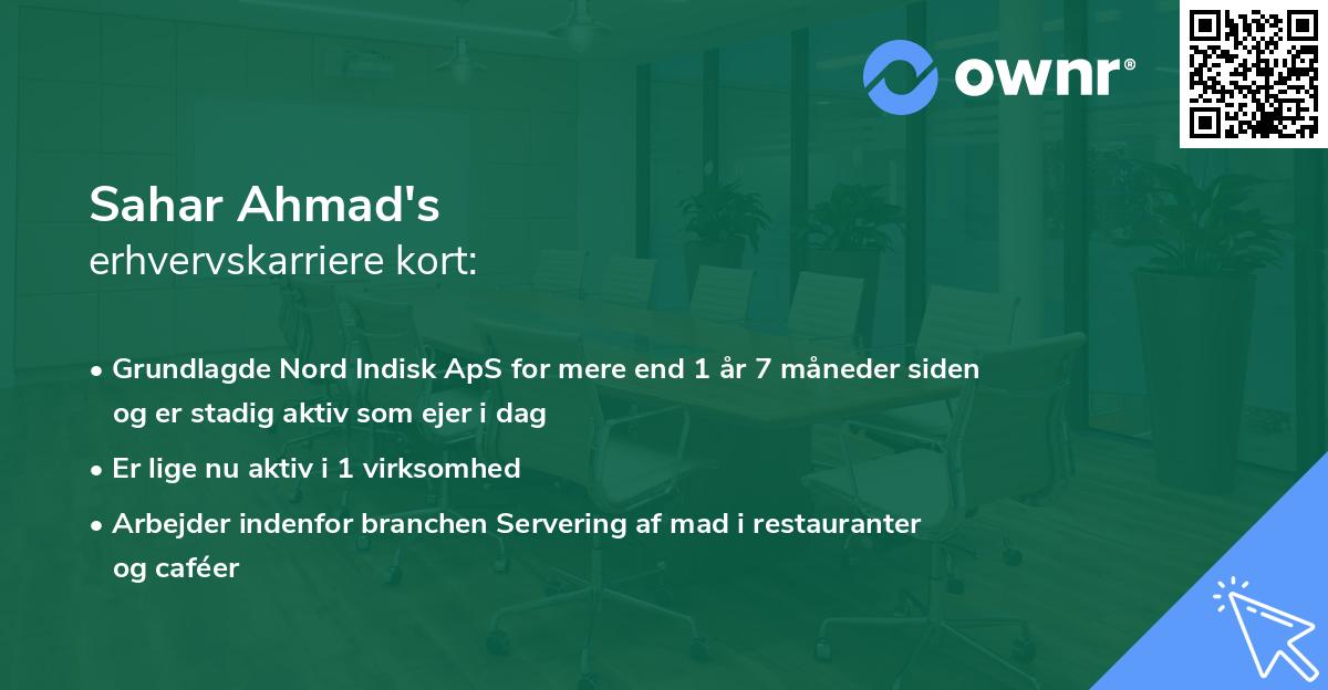 Sahar Ahmad's erhvervskarriere kort
