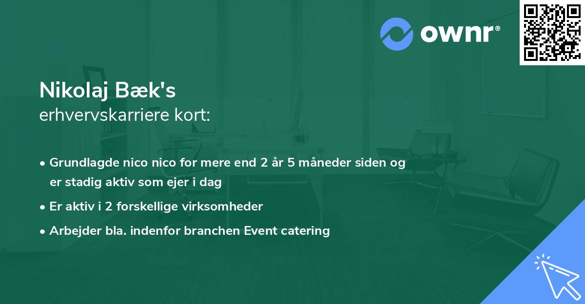 Nikolaj Bæk's erhvervskarriere kort