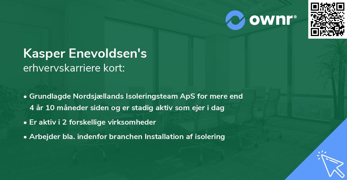 Kasper Enevoldsen's erhvervskarriere kort