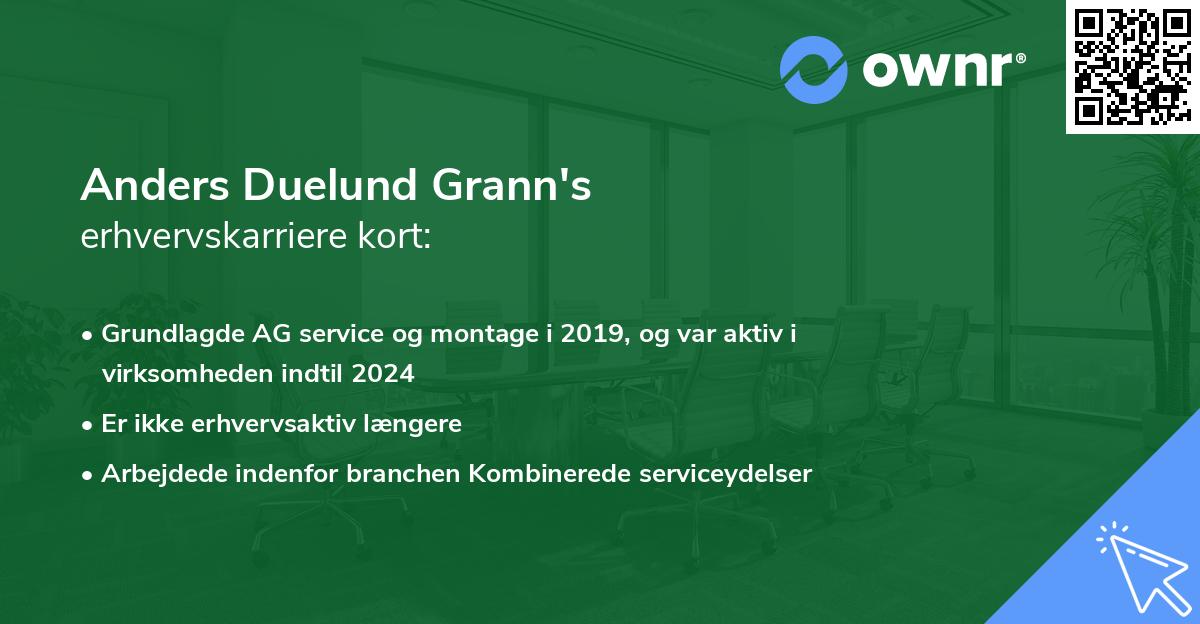 Anders Duelund Grann's erhvervskarriere kort