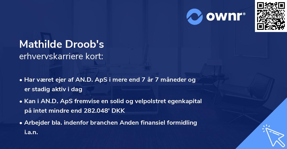 Mathilde Droob's erhvervskarriere kort