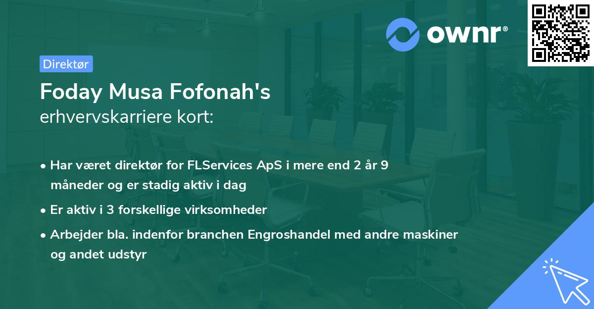 Foday Musa Fofonah's erhvervskarriere kort