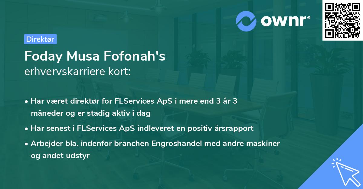 Foday Musa Fofonah's erhvervskarriere kort