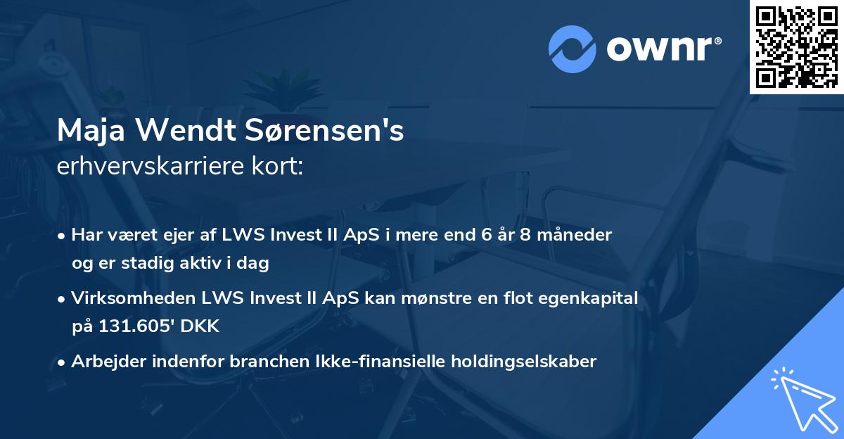 Maja Wendt Sørensen's erhvervskarriere kort