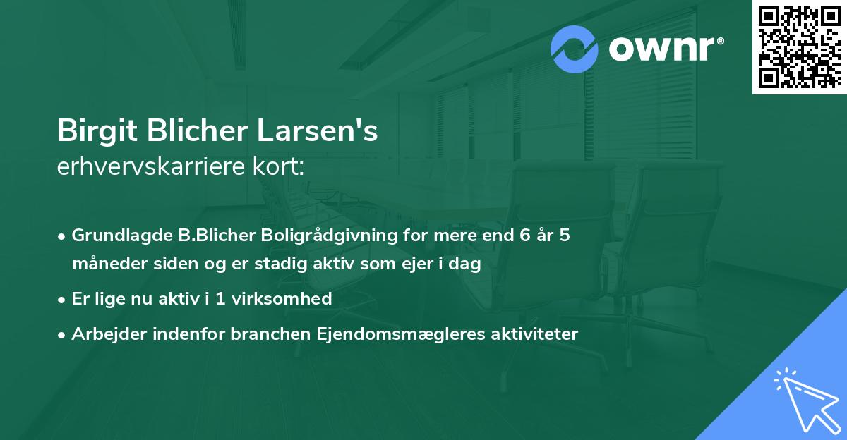 Birgit Blicher Larsen's erhvervskarriere kort