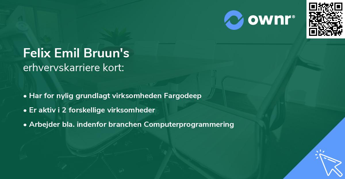 Felix Emil Bruun's erhvervskarriere kort