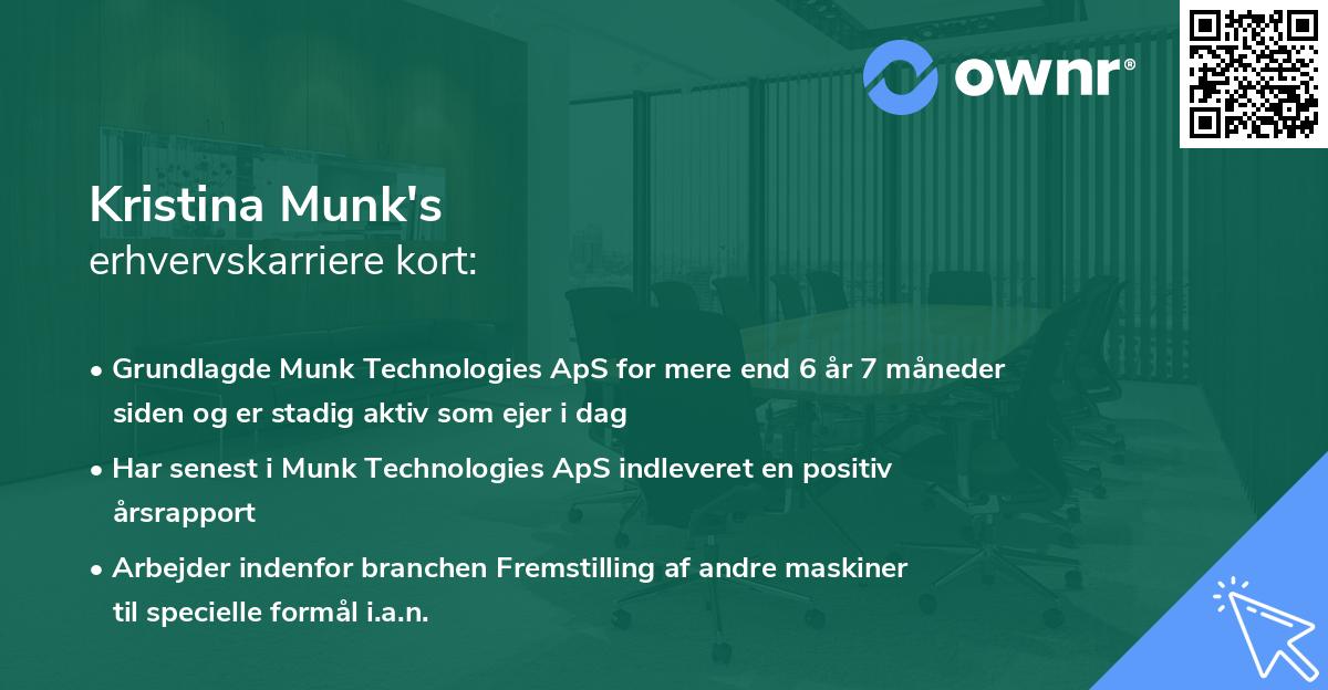 Kristina Munk's erhvervskarriere kort
