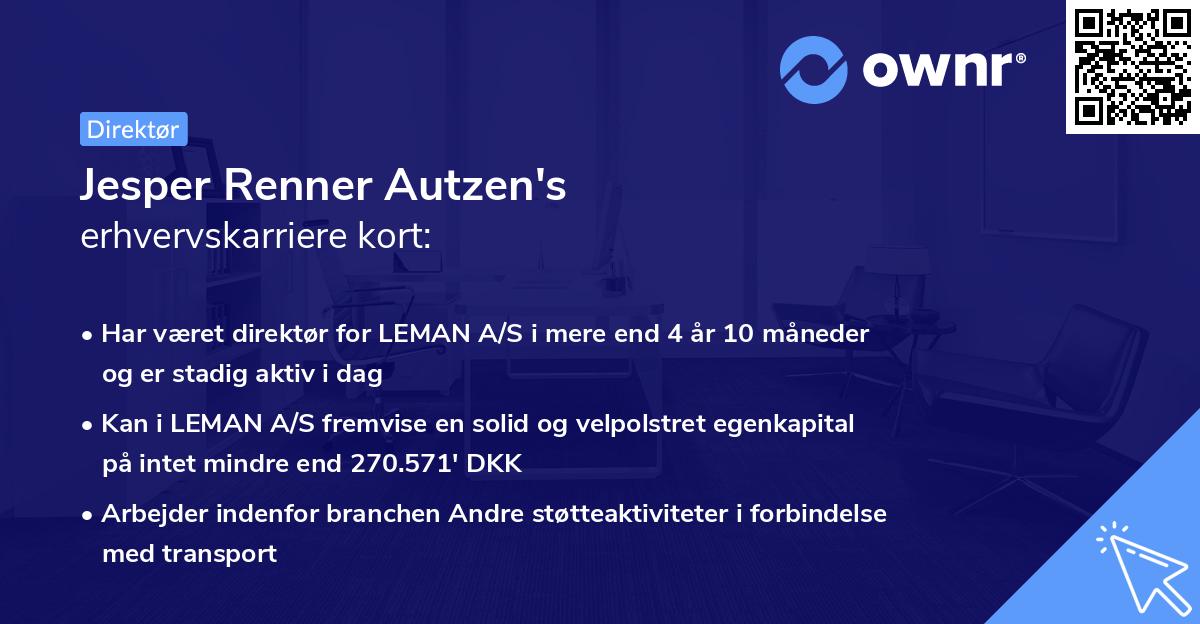 Jesper Renner Autzen's erhvervskarriere kort