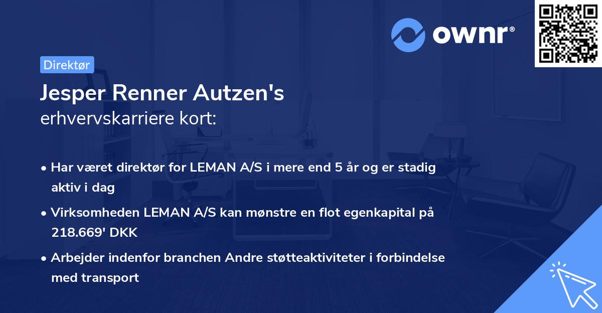 Jesper Renner Autzen's erhvervskarriere kort