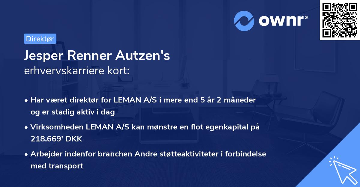 Jesper Renner Autzen's erhvervskarriere kort