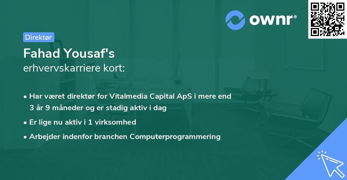 Fahad Yousaf's erhvervskarriere kort