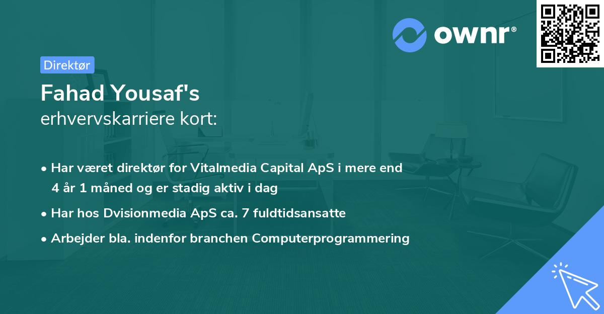Fahad Yousaf's erhvervskarriere kort
