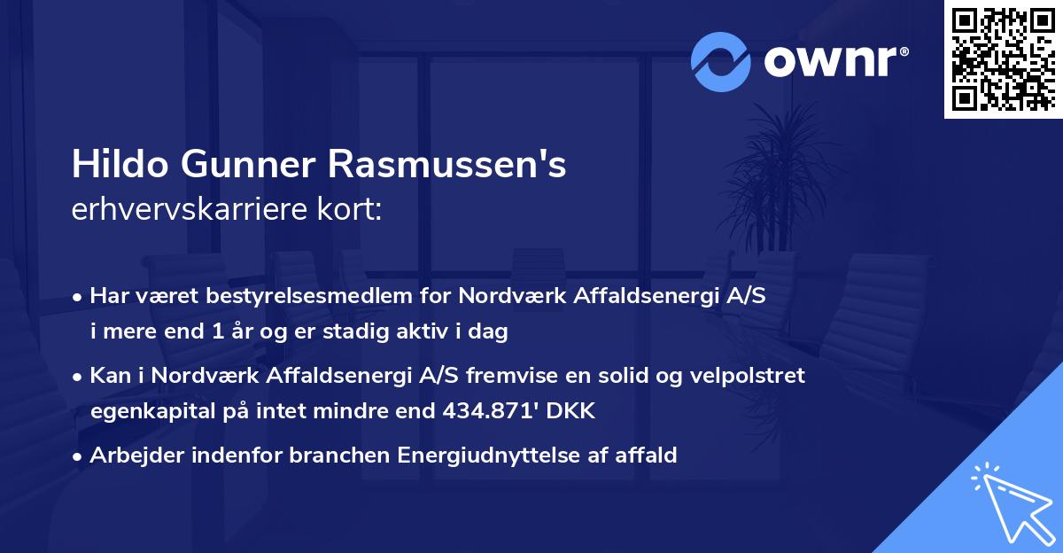Hildo Gunner Rasmussen's erhvervskarriere kort