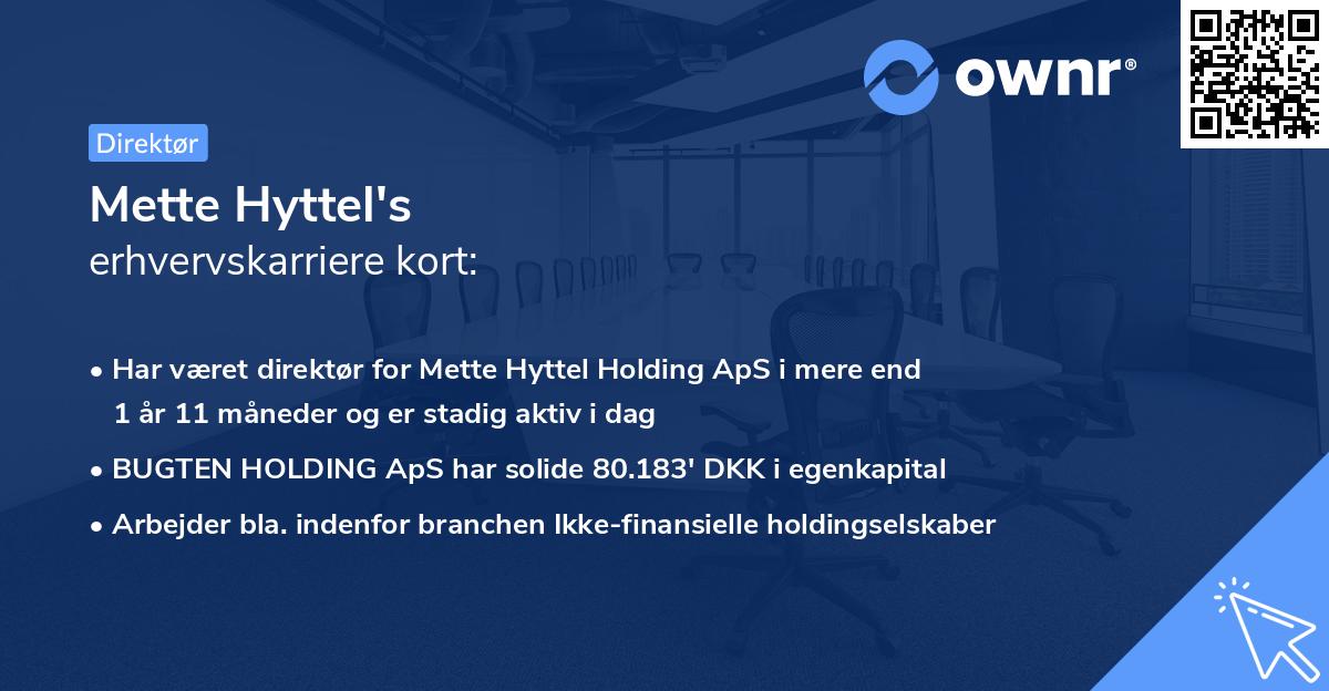 Mette Hyttel's erhvervskarriere kort