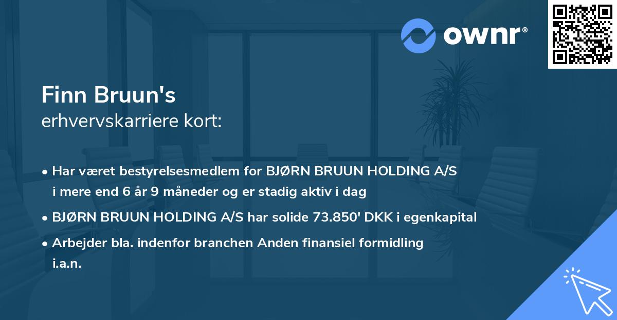 Finn Bruun's erhvervskarriere kort