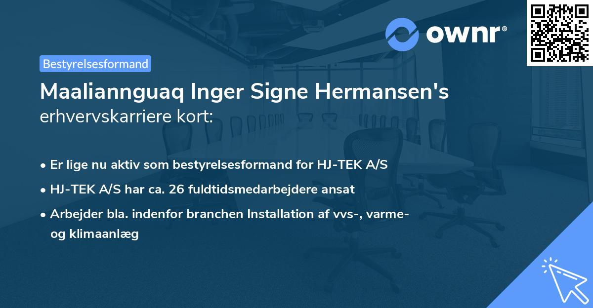 Maaliannguaq Inger Signe Hermansen's erhvervskarriere kort