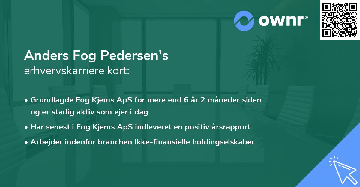 Anders Fog Pedersen's erhvervskarriere kort
