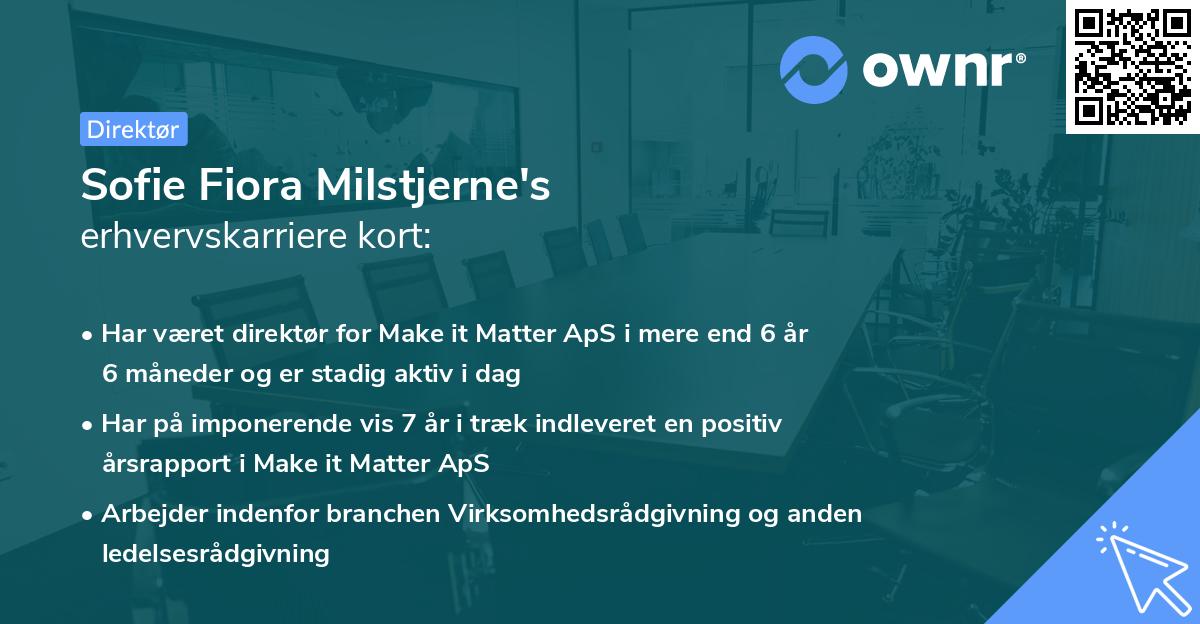 Sofie Fiora Milstjerne's erhvervskarriere kort