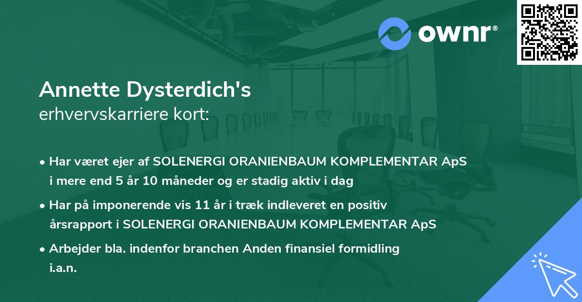 Annette Dysterdich's erhvervskarriere kort
