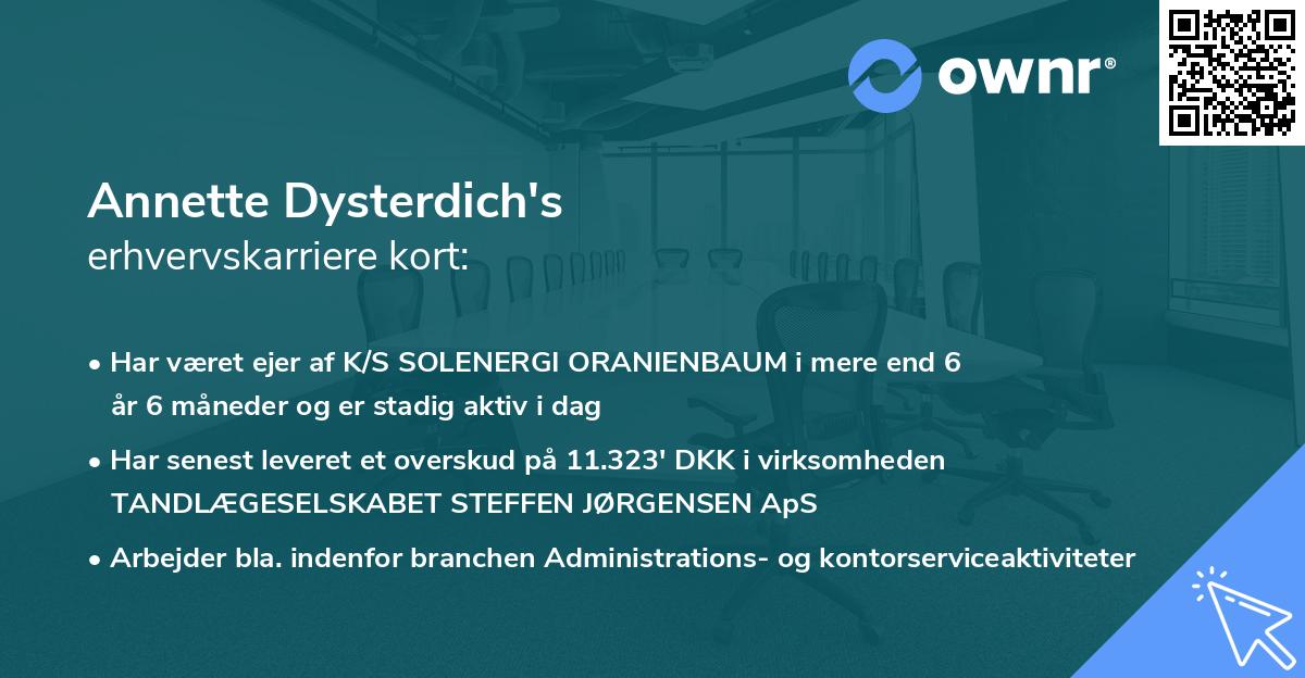 Annette Dysterdich's erhvervskarriere kort