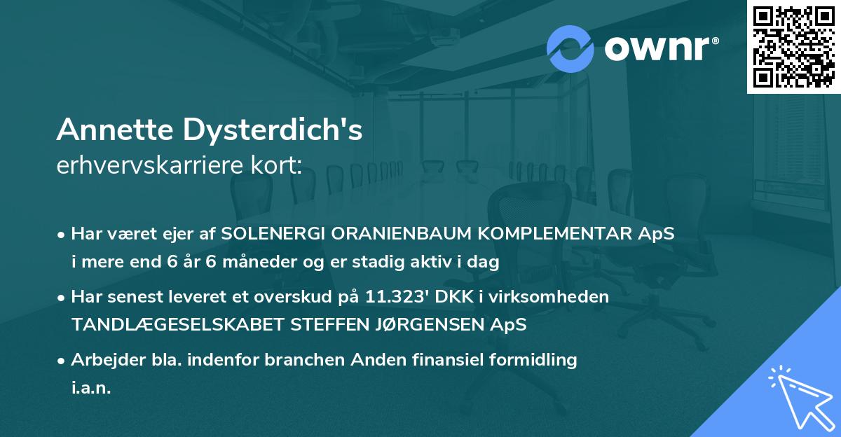 Annette Dysterdich's erhvervskarriere kort