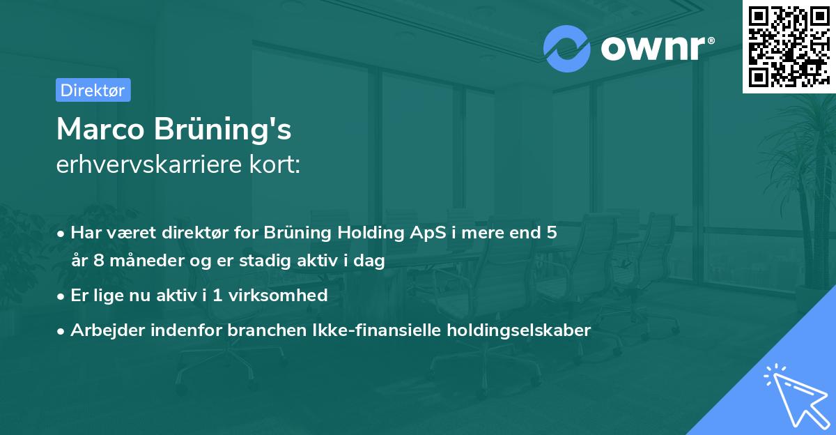 Marco Brüning's erhvervskarriere kort