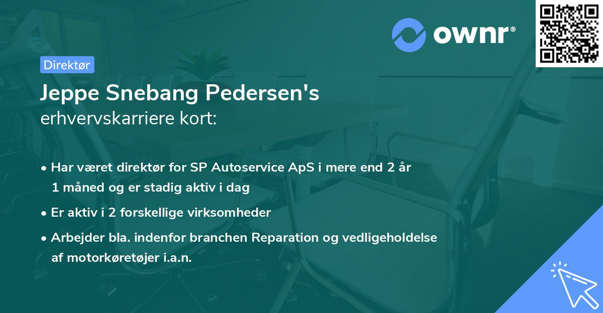 Jeppe Snebang Pedersen's erhvervskarriere kort