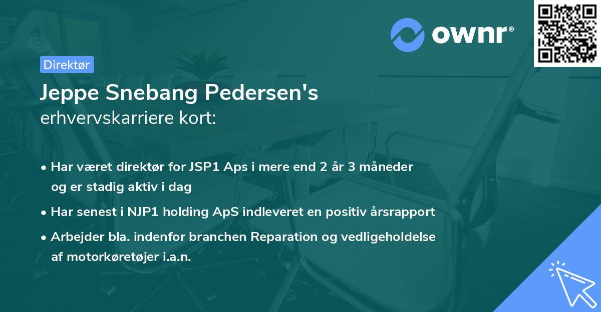 Jeppe Snebang Pedersen's erhvervskarriere kort