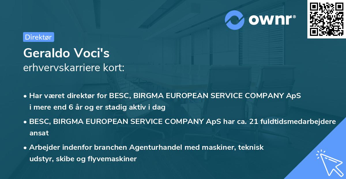 Geraldo Voci's erhvervskarriere kort