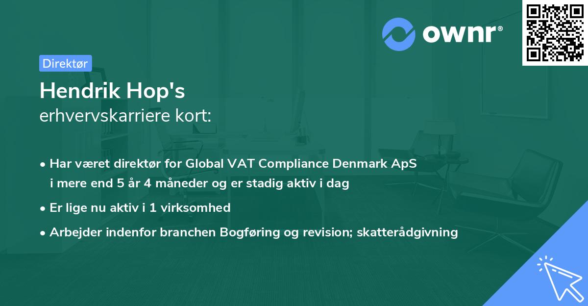 Hendrik Hop's erhvervskarriere kort