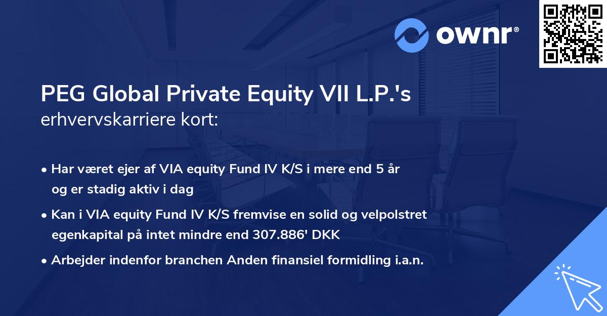 PEG Global Private Equity VII L.P.'s erhvervskarriere kort