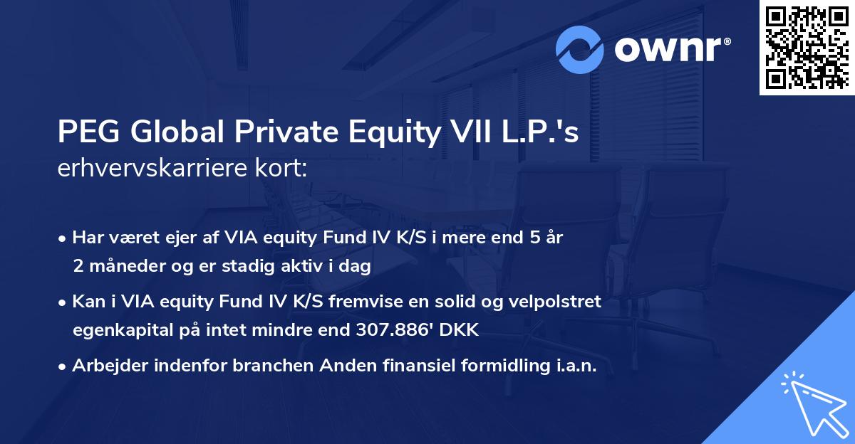 PEG Global Private Equity VII L.P.'s erhvervskarriere kort