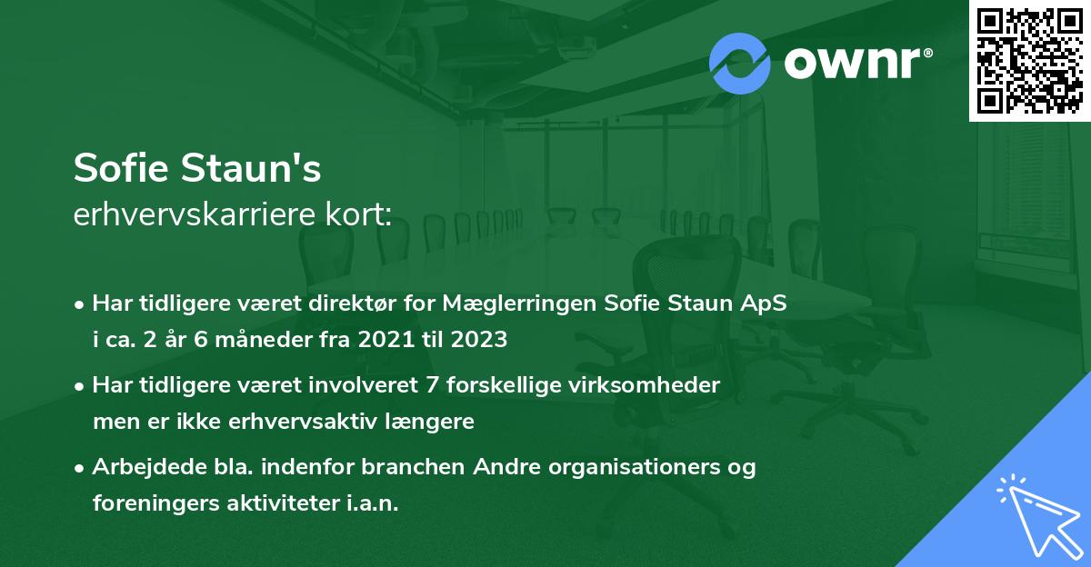 Sofie Staun's erhvervskarriere kort