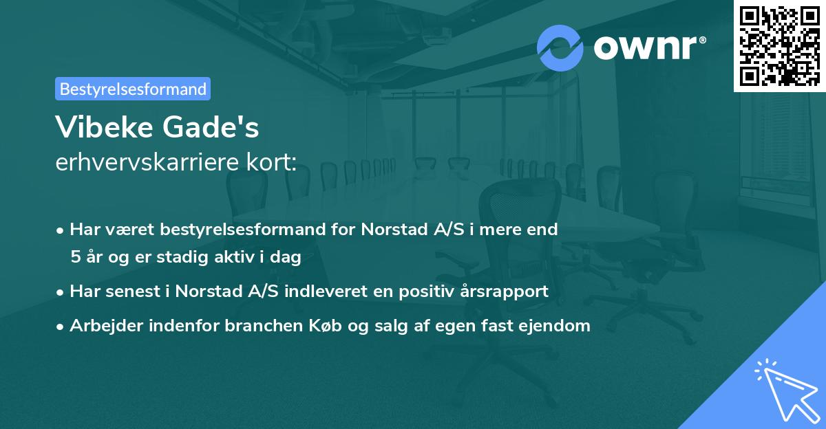 Vibeke Gade's erhvervskarriere kort