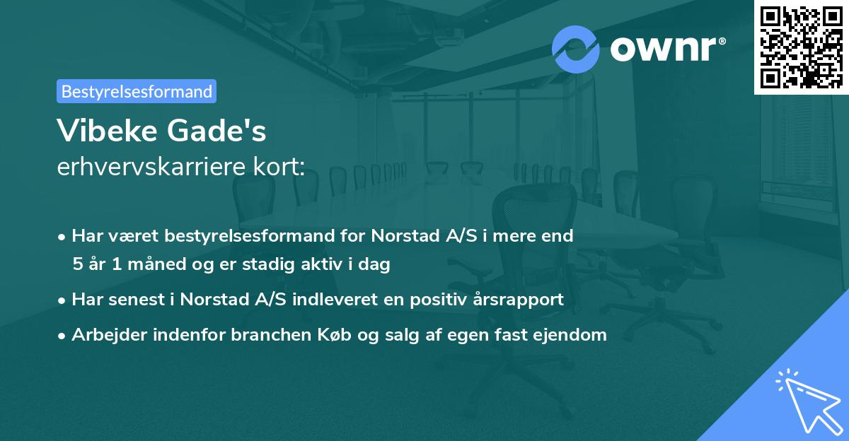 Vibeke Gade's erhvervskarriere kort