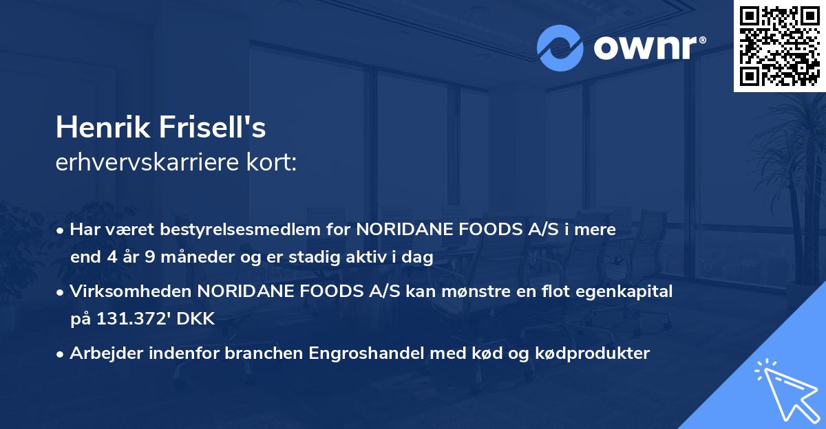 Henrik Frisell's erhvervskarriere kort