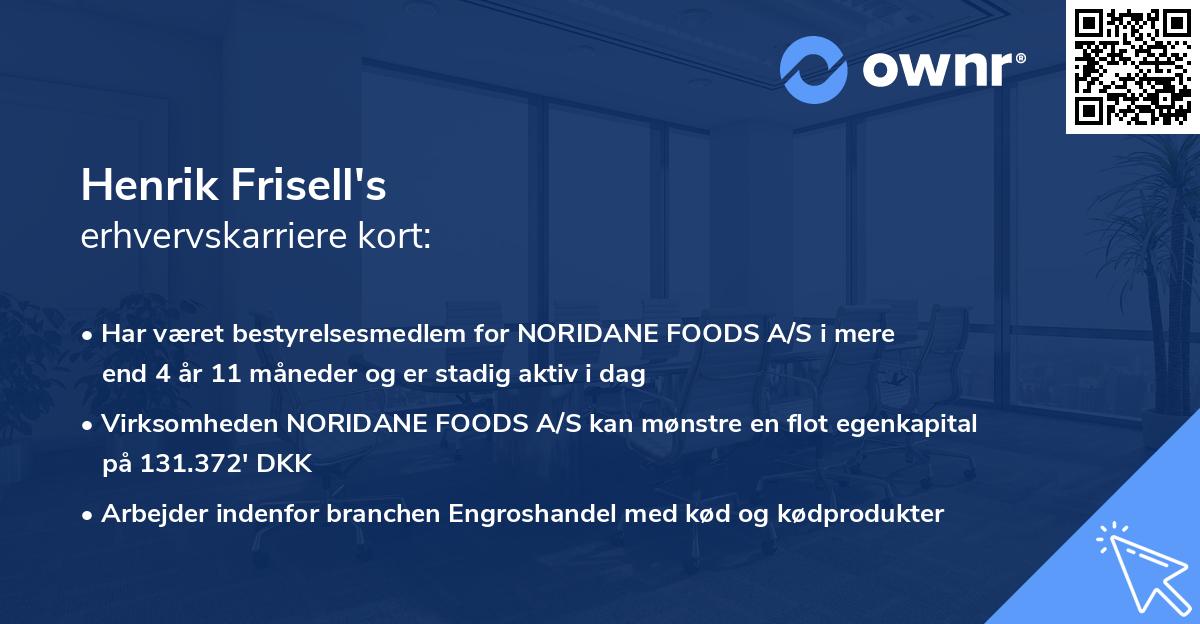 Henrik Frisell's erhvervskarriere kort