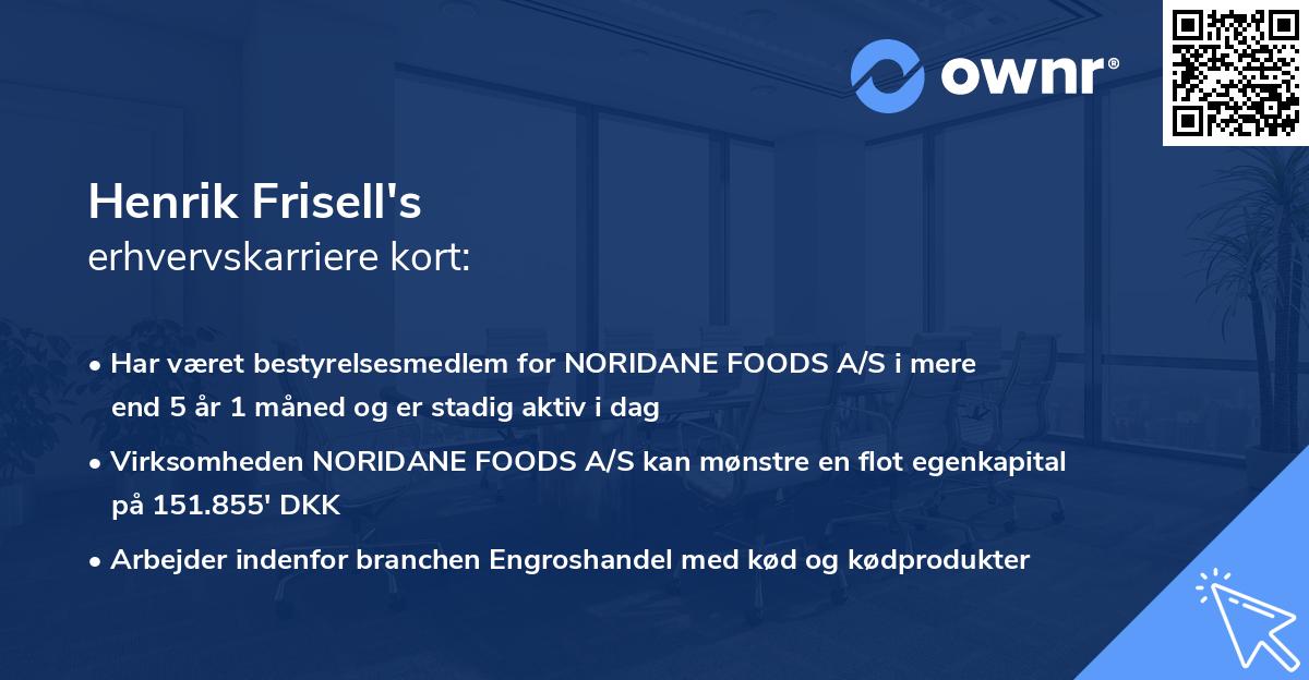 Henrik Frisell's erhvervskarriere kort