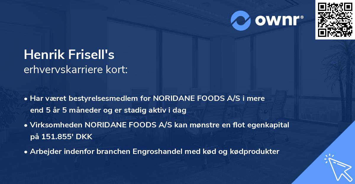 Henrik Frisell's erhvervskarriere kort