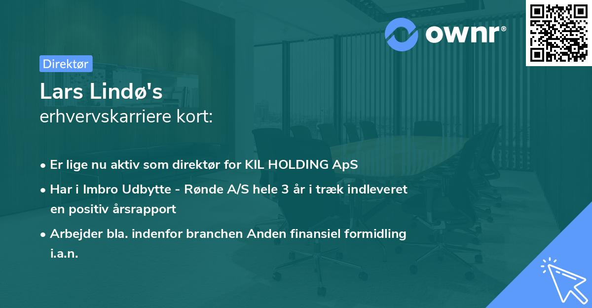 Lars Lindø's erhvervskarriere kort