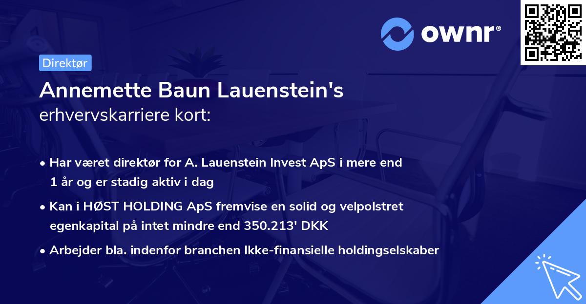 Annemette Baun Lauenstein's erhvervskarriere kort