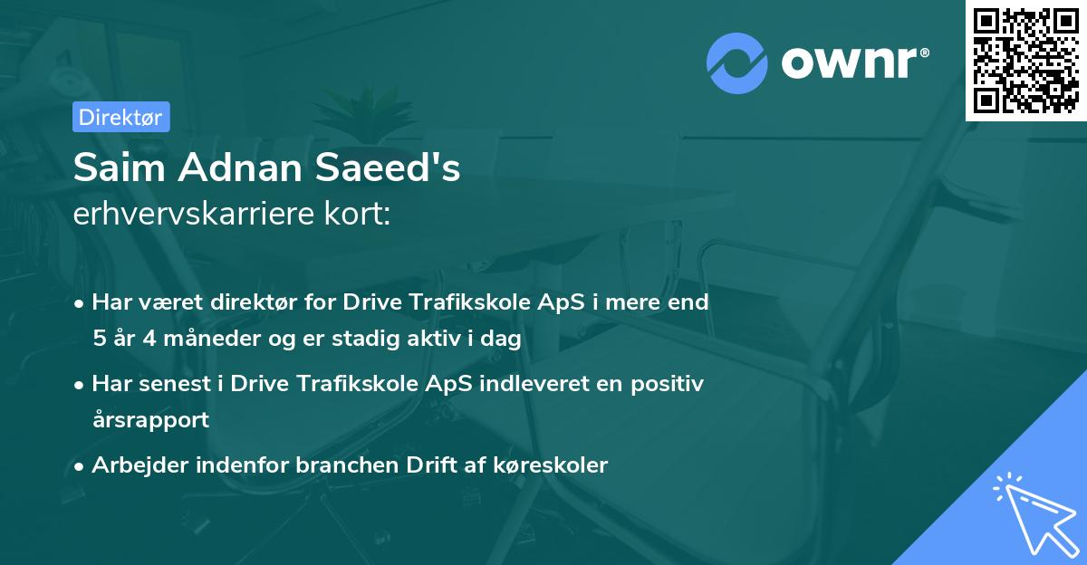 Saim Adnan Saeed's erhvervskarriere kort