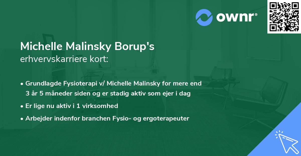 Michelle Malinsky Borup's erhvervskarriere kort