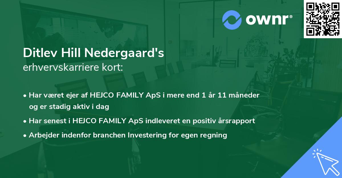 Ditlev Hill Nedergaard's erhvervskarriere kort